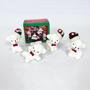 Vintage Snow Bear Ornaments Christmas Around The World 4 With Knit Hats